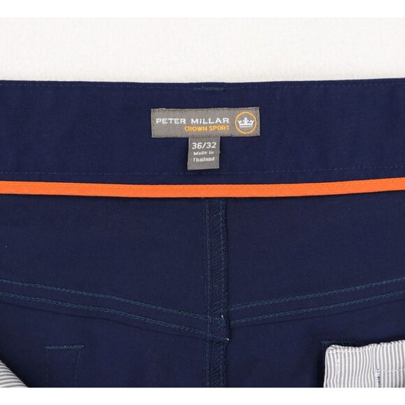 Peter Millar EB66 Golf Pants Mens 36/32 Blue Performance 5 Pocket Chino FLAW - Picture 11 of 13
